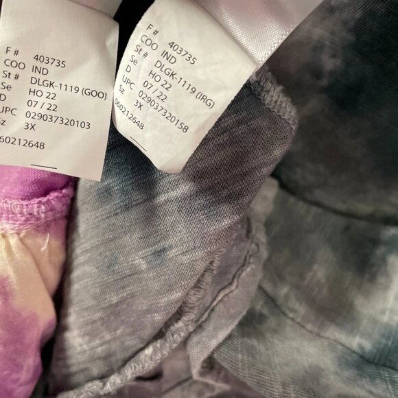 Logo By Lori Goldstein Womens Multicolor Tie Dye Ruffle Hem Top Size 3X Lot Of 2 - Picture 8 of 11